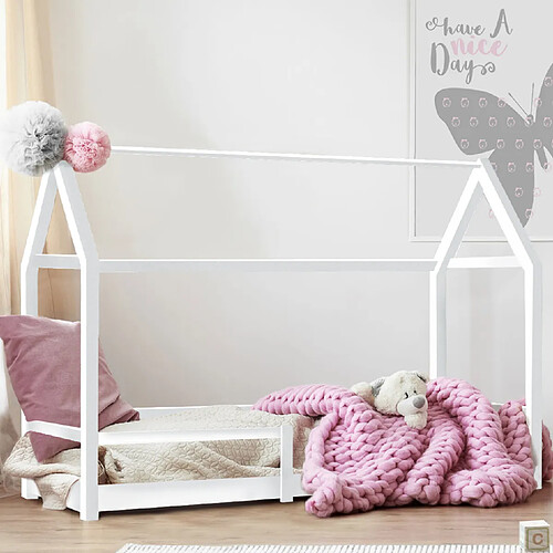 Idmarket Lit cabane 90x190 NESSI blanc