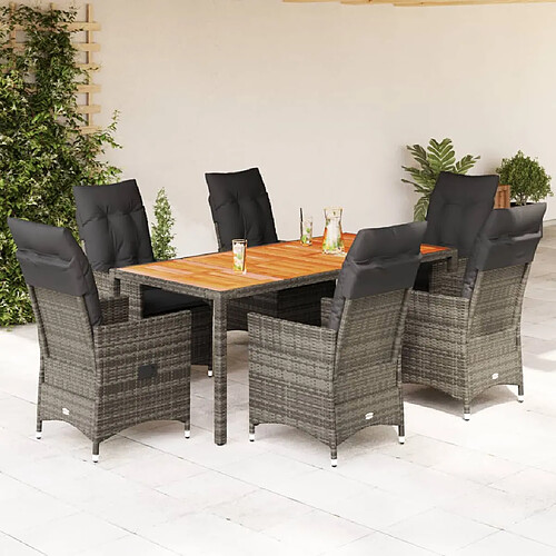 VidaXL Ensemble à manger de jardin 7 pcs - Gris