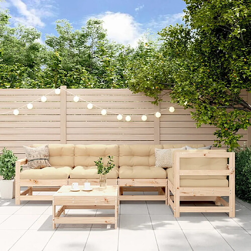 vidaXL Salon de jardin 6 pcs - Bois de pin