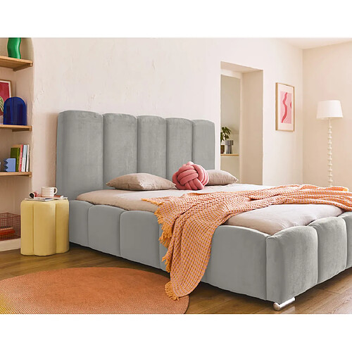 BestMobilier Torreon Lit Coffre 140x200 - Gris clair