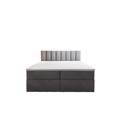 TRADA PALERMO - Lit coffre avec matelas 140x200 - Gris