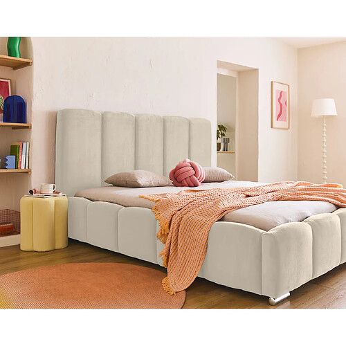 BESTMOBILIER Torreon - Lit Coffre - 140x200 cm - Beige