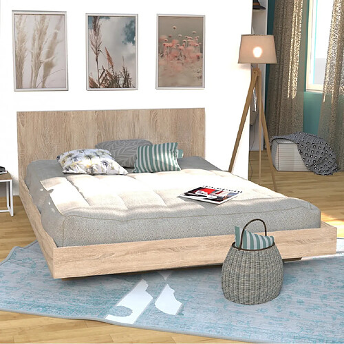 Le Quai Des Affaires Lit LOFT 160x200 + 1 sommier + tête de lit / Décor Chêne blanchi