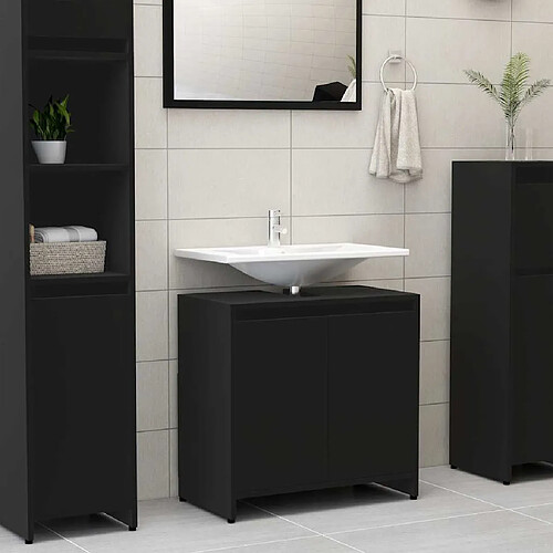 vidaXL Armoire de salle de bain Noir