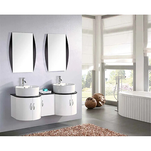 Simba Meuble double vasque salle de bain - Blanc