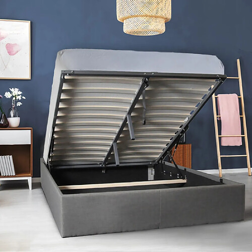 Le Quai Des Affaires Lit coffre GENOA 140x190 + 1 sommier / Gris foncé