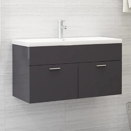 VIDAXL Armoire d'évier - Gris brillant