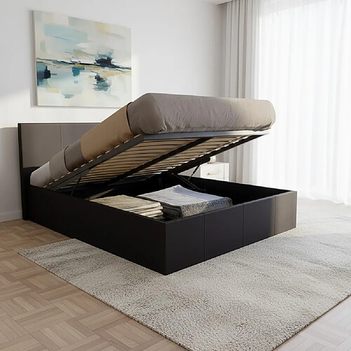 Le Quai Des Affaires Lit coffre 140x190 BARCELONA + 1 sommier / Noir