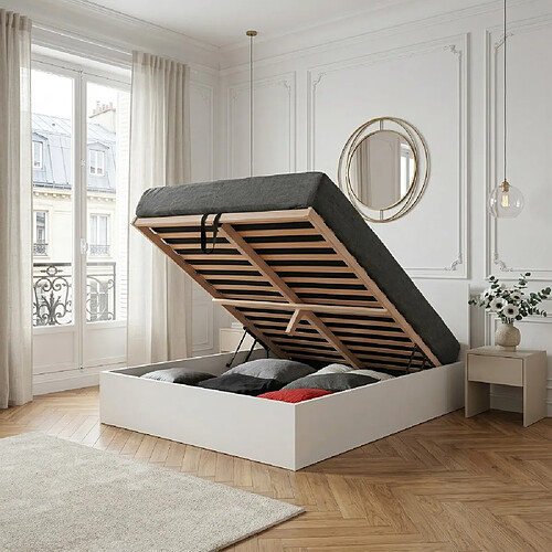 Le Quai Des Affaires Lit coffre MADRID 180x200 + 1 sommier / Blanc
