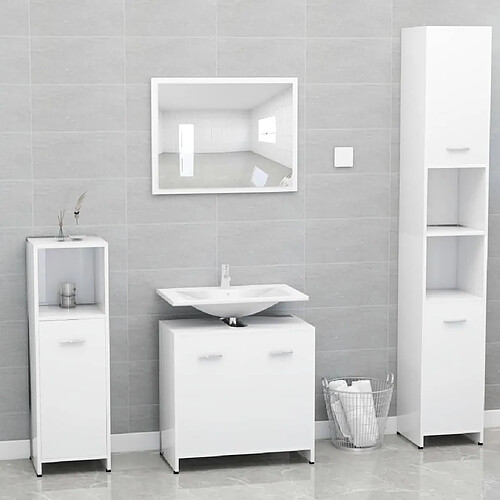 VidaXL Ensemble de meubles de salle de bain - Blanc
