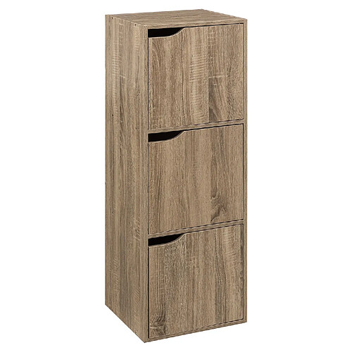 Five Simply Smart Etagère 3 cases de rangement avec portes Mix n' modul - Longueur 34,50 cm x Hauteur 100,50 cm - Marron
