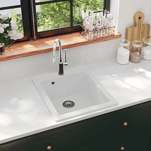 Vidaxl Évier de Cuisine en Granit - Blanc Crème