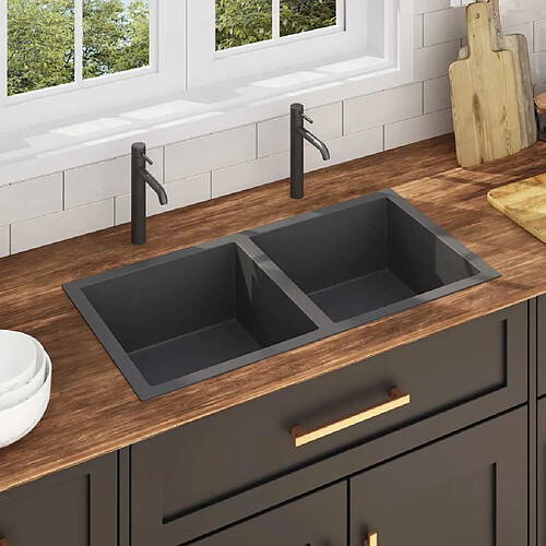 vidaXL Évier de Cuisine Noir