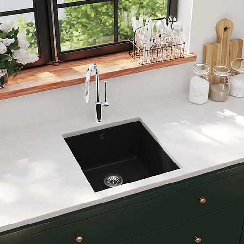 VIDAXL Évier de cuisine Granite Noir