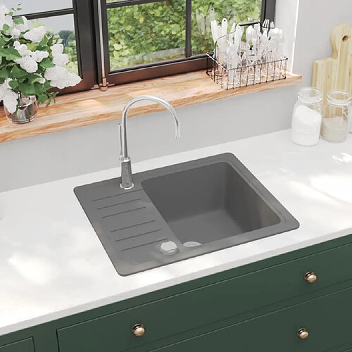 vidaXL Bac unique Granit Gris