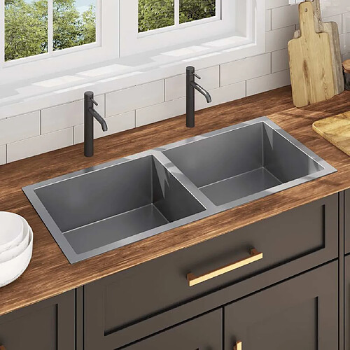 vidaXL Évier Cuisine Argenté