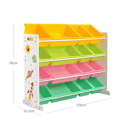 Helloshop26 Étagère de rangement enfant avec 16 coffres