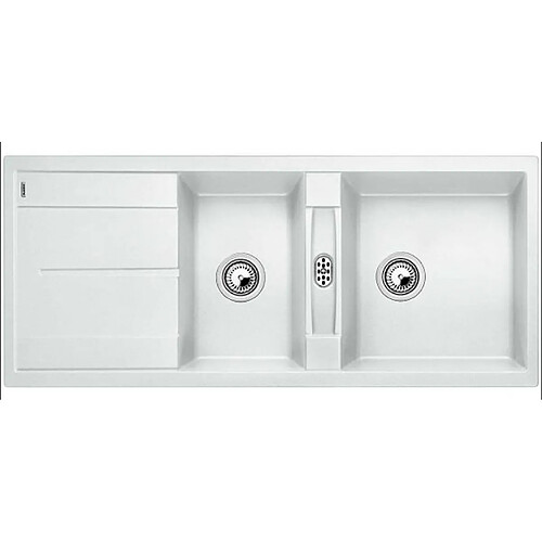 Evier à encastrer 80cm manuel blanc avec siphon - 513260 - Blancometra 8s - BLANCO