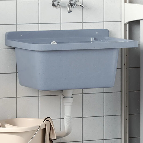 vidaXL Lavabo Montage Mural Gris Résine