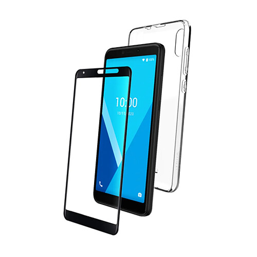 Wiko Pack Protection 2-en-1 Coque Souple pour Wiko Y51 et Protège-Écran Noir transparent