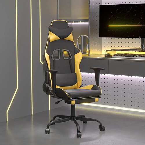 VIDAXL Chaise de Jeu Massage - Noir/Or Similicuir