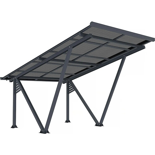 Habitat Et Jardin Ombrière Carport solaire avec panneaux photovoltaïques - 366 x 575 x 366 cm - Gris - 4,1 kW