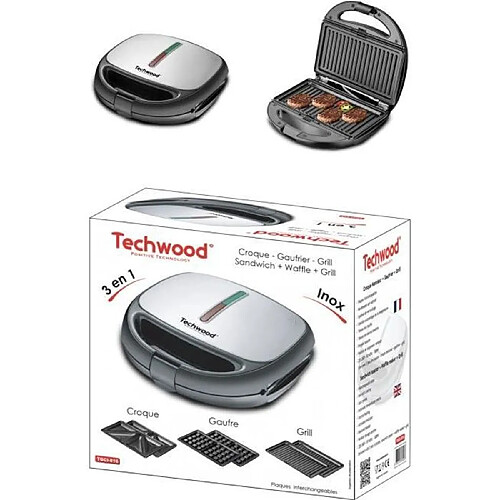 Techwood Gaufrier Croque Grill - Inox