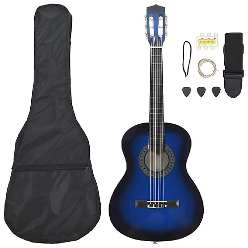 vidaXL Ensemble guitare débutant bleu 3/4