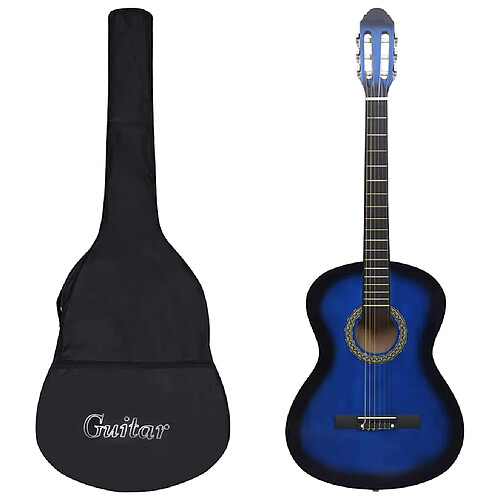 vidaXL Jeu guitare classique 12 pcs 4/4 - Bleu