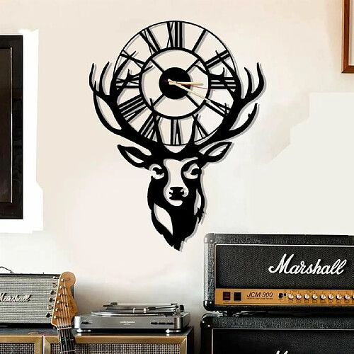 DEKORY Cerf Horloge Murale - 81x61 cm