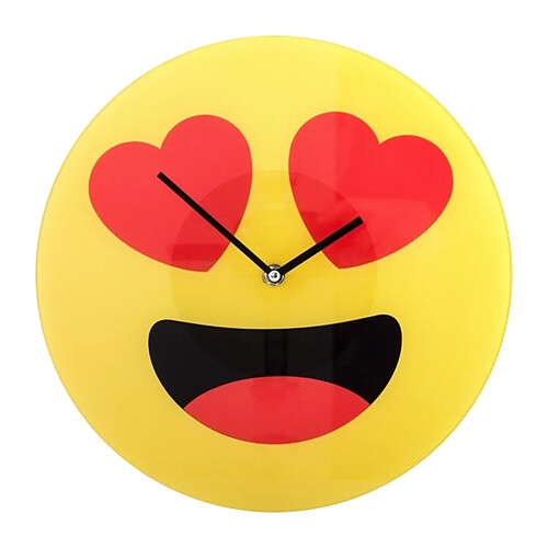 Totalcadeau Horloge murale émoticône - Jaune