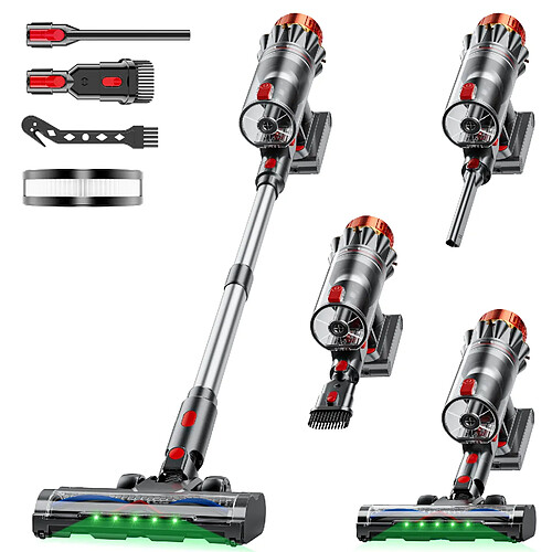 INLONG ZV12 Aspirateur Balai Sans Fil 75KPa-600W-70Min Écran LED Poils Tapis & Sols Durs