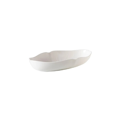 Table Passion Plat ovale Dahlia blanc 28x15 cm