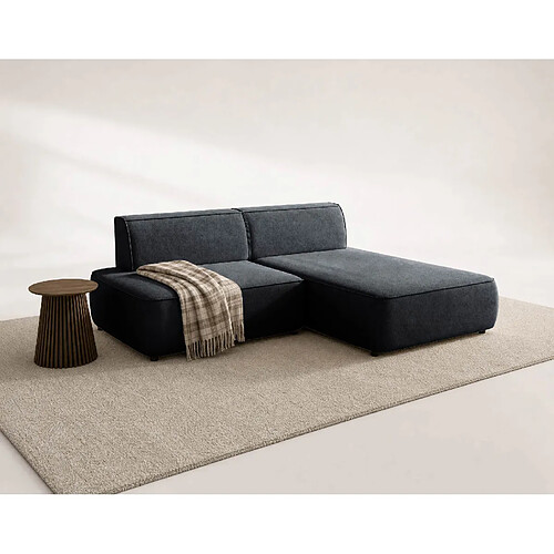 Bestmobilier Lisette - Canapé d'angle droit 4 places convertible avec coffre en velours