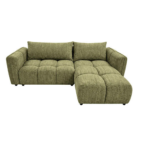 Casanova Canapé d'angle tissu chenille 3 places Vert Droit