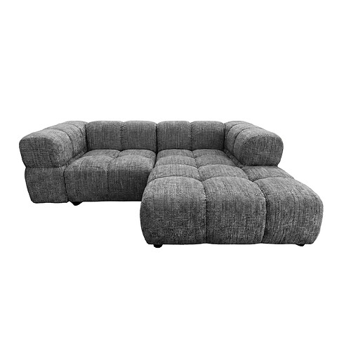 Casanova Canapé d'angle tissu chenille 4 places Gris foncé Droit