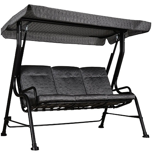 STILVORA Balancelle de jardin 200/120/170 cm noire en acier avec toit réglable