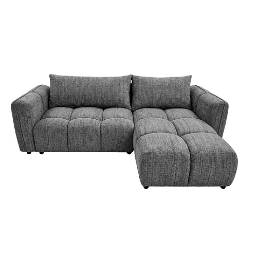 Casanova Canapé d'angle tissu chenille 3 places Gris foncé Droit