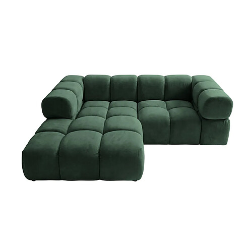 Casanova Canapé d'angle tissu velours 4 places Vert Gauche