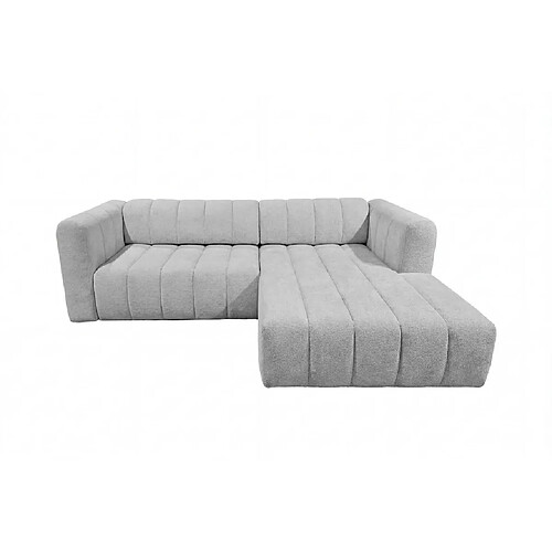 Casanova Canapé d'angle tissu chenille 4 places Gris clair Droit