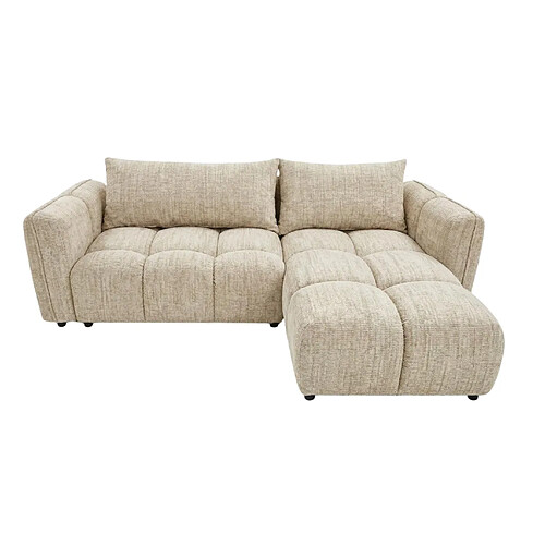 Casanova Canapé d'angle tissu chenille 3 places Beige Gauche