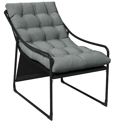 STILVORA Fauteuil de jardin 110/62/88 cm gris en acier avec coussin épais