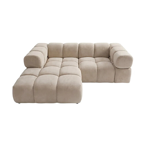 Casanova Canapé d'angle tissu velours 4 places Beige Gauche