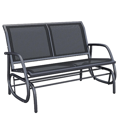STILVORA Banc à bascule de jardin 120/70/85 cm noir en métal 2 places