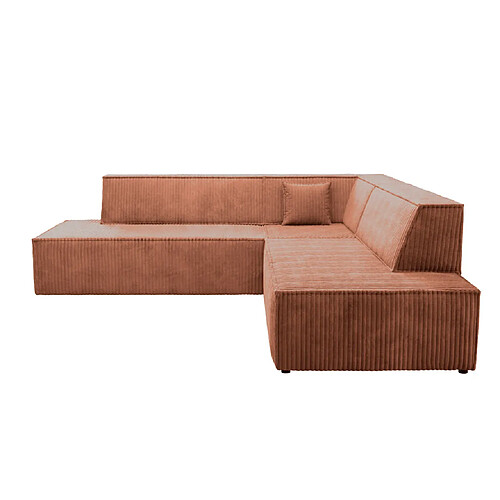 Casanova Canapé d'angle gros velours côtelé 4 places Terracotta Gauche