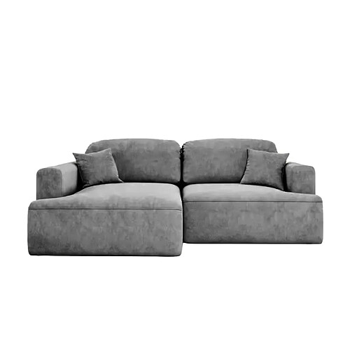 Casanova Canapé d'angle tissu velours 4 places Gris foncé Droit