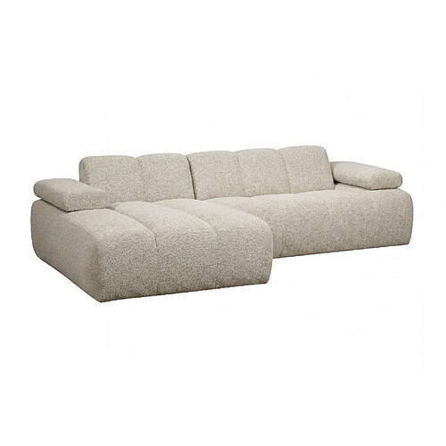 Casanova Canapé d'angle tissu chenille 3 places Beige Droit