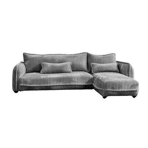 Casanova Canapé d'angle velours côtelé 3 places Gris foncé