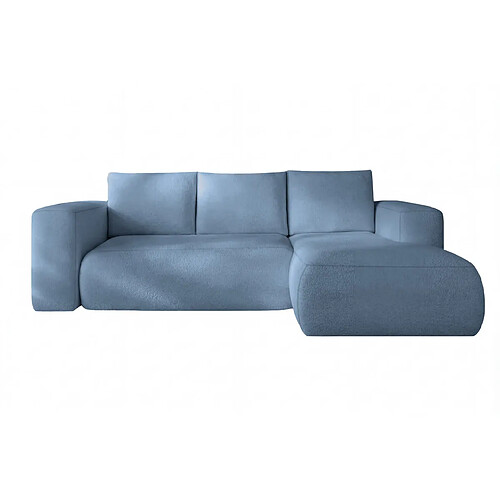 Casanova Canapé d'angle tissu bouclette 4 places Bleu Droit