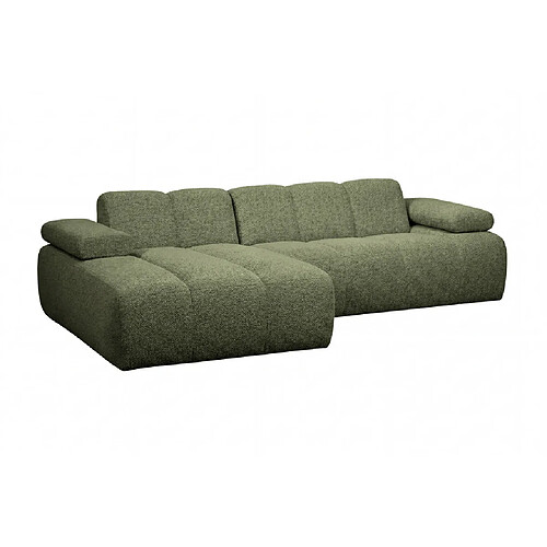 Casanova Canapé d'angle tissu chenille 3 places Vert Droit